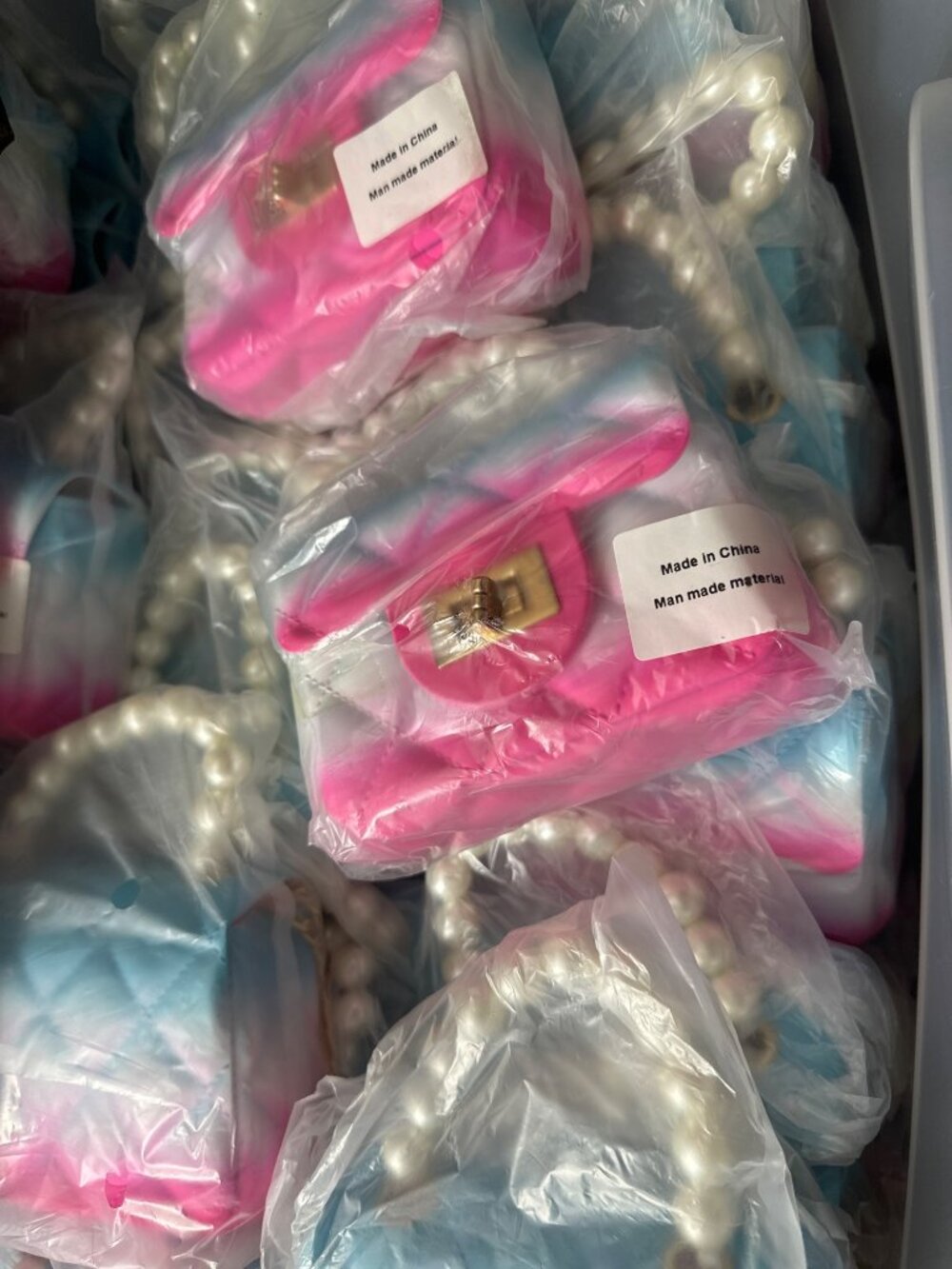 Bulk Lot of 58 Mini Quilted Jelly PVC Fashion Handbags Purses Crossbody Bags